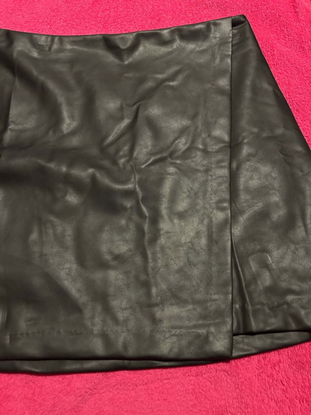 Old Navy Black Faux Leather Wrap-Front Mini Skirt - Picture 4 of 7